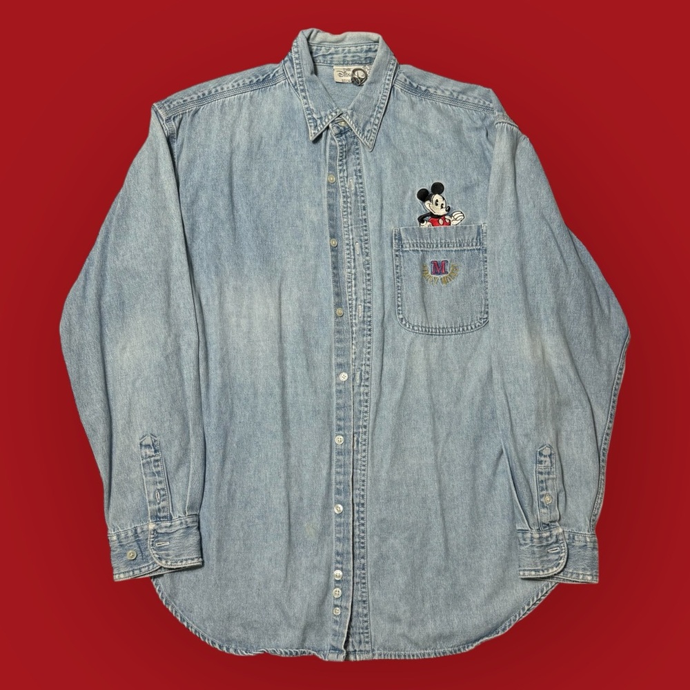 Vintage 90’s Denim Disney Mickey Pocket Long Sleeve